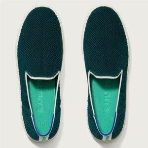 Rothys The Original Slip On Sneaker 9.5 Juniper Emerald Green Terry Cloth